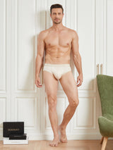 [Beige] SilkSilky-CA 100% Silk Jersey Men's Underwear 006