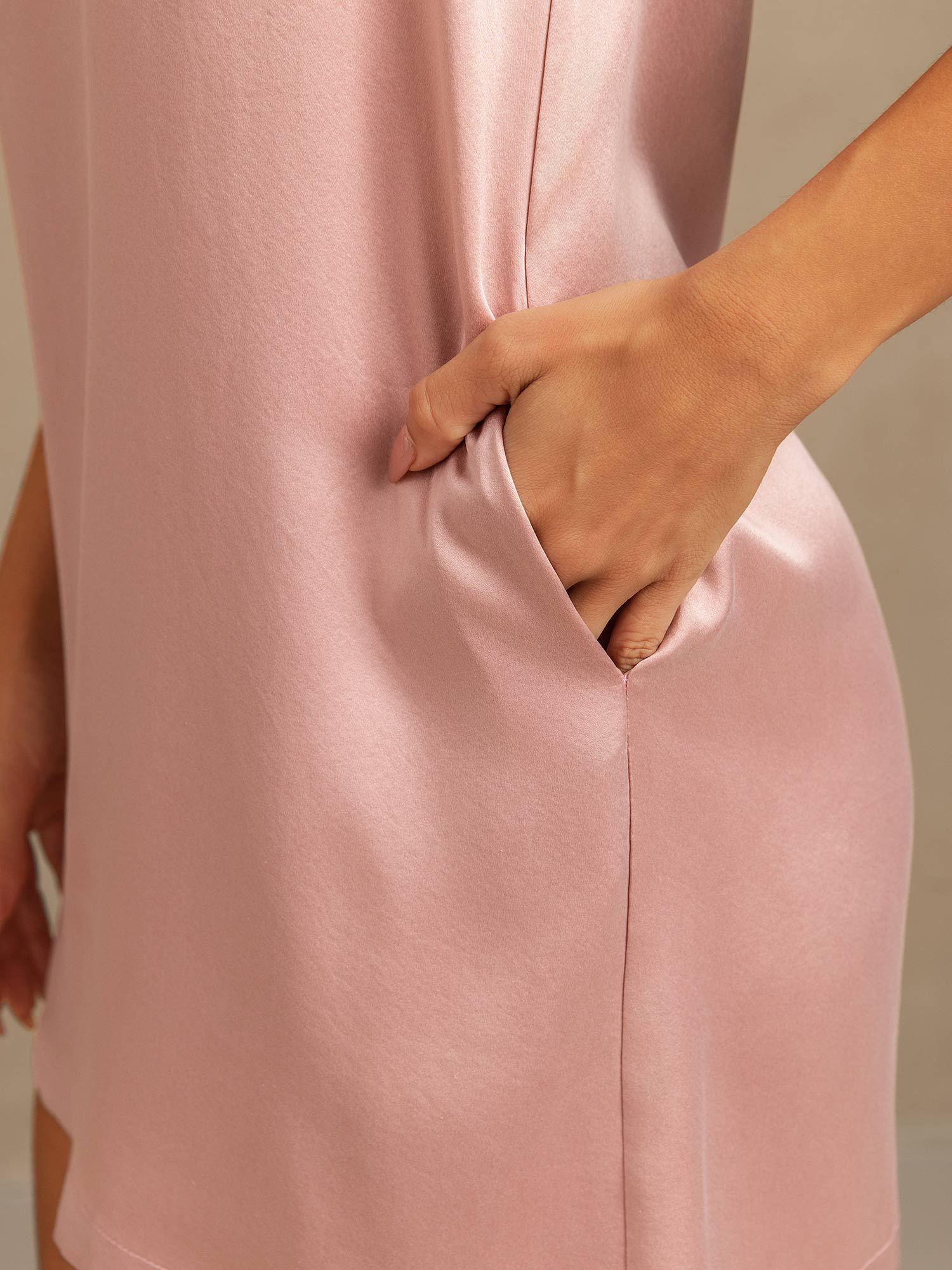 [Peach Skin] SilkSilky-CA 19Momme Machine-Washable Silk Nightgown 005