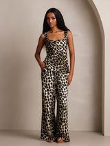 [Leopard] SilkSilky-CA Pure Silk Boat Neck Camisole Set 004,