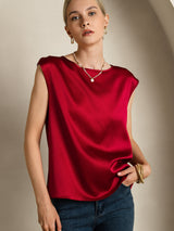[Wine] SilkSilky-CA Cap Sleeve Round Neck Women's T-Shirt 003