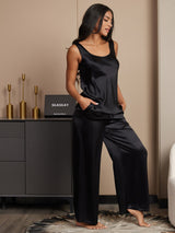 [Black] SilkSilky-CA Sleeveless Square Neck Camisole Set 004
