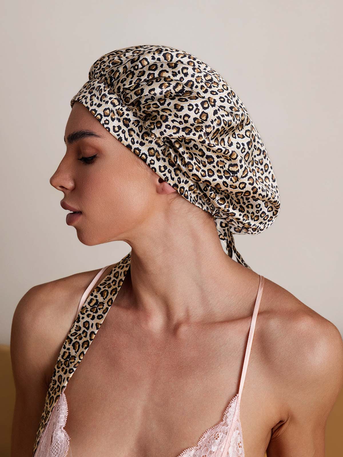[Leopard] SilkSilky-CA Pure Silk Sleep Cap 007