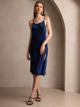 [Dark Blue] SilkSilky-CA Spaghetti Strap Dress 004