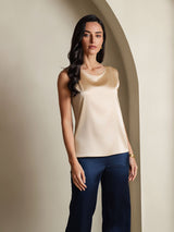 [Champagne] SilkSilky-CA Sleeveless Round Neck Camisole 001