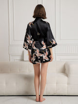[Black] SilkSilky-CA 19Momme 3/4 Sleeve Women's Robe 002