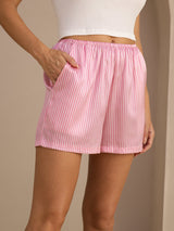 [Pink Pinstripe] SilkSilky-CA Womens Shorts 004