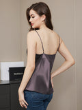 SilkSilky-CA Pure Silk Sleeveless V Neck Camisole PurpleGray 002