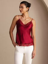 [Wine] SilkSilky-CA Spaghetti Strap V Neck Camisole 001