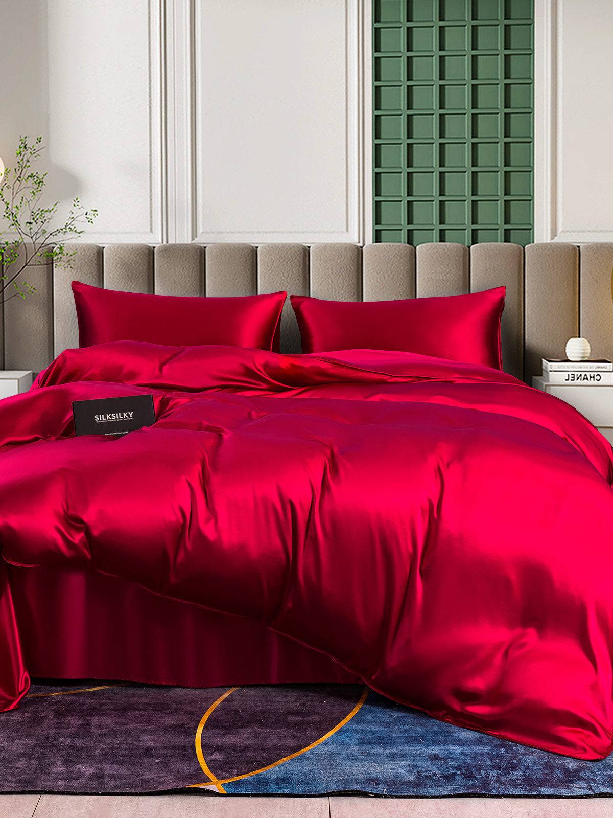 SilkSilky CA 25Momme Pure Silk Bedding Set Wine 001