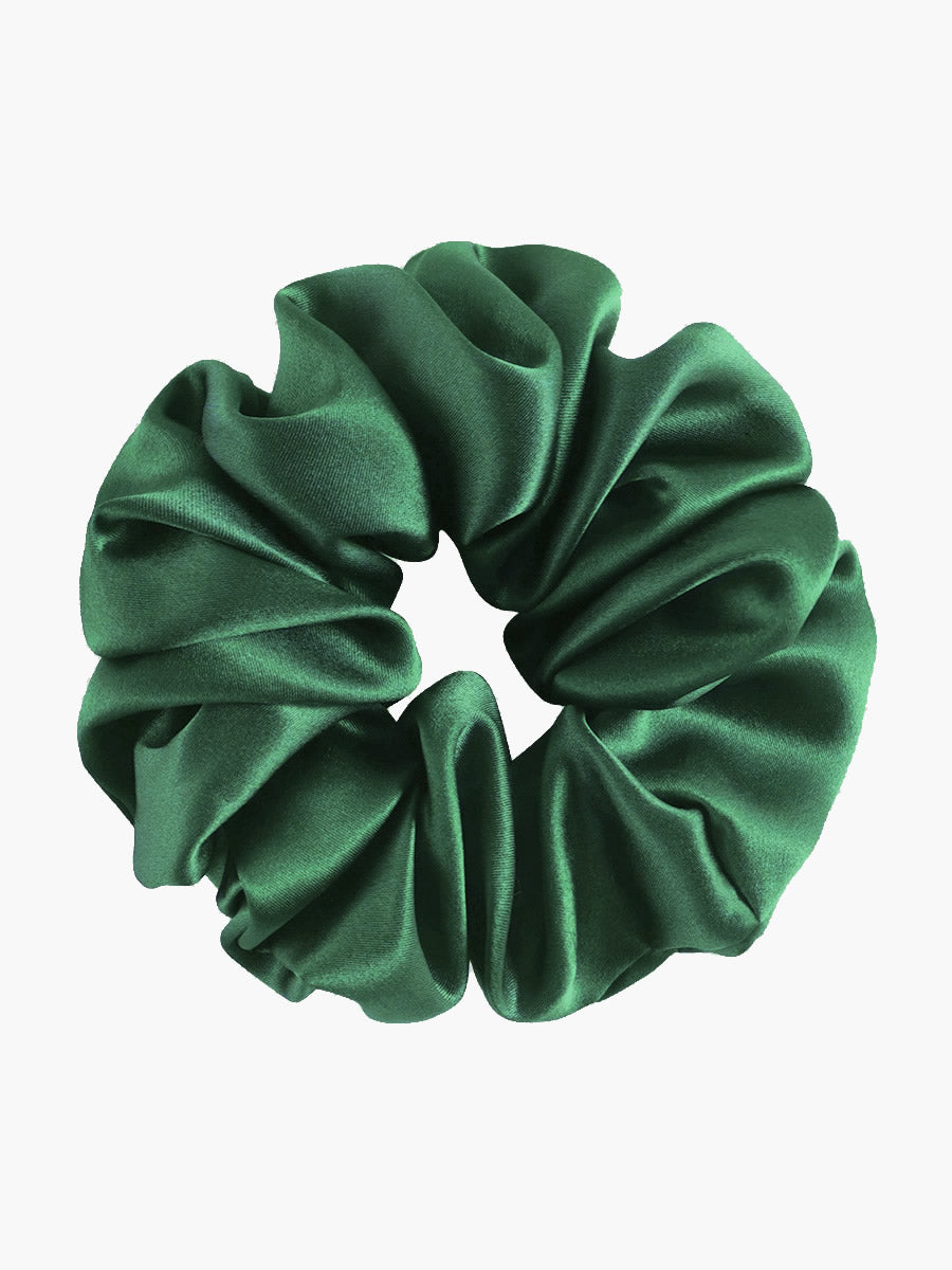 SilkSilky-CA 19Momme Pure Silk Scrunchie DarkGreen 003