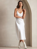 SilkSilky-CA Pure Silk Sleeveless Round Neck Dress White 005