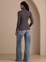 [Dark Gray] SilkSilky-CA Long Sleeve Turtle Neck Women's T-Shirt 002