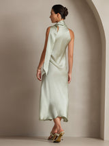 [Light Green] SilkSilky-CA Sleeveless Halter Dress 002