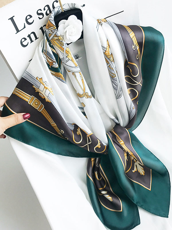 SilkSilky CA Pure Silk Scarf DarkGreen 001