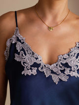 [Dark Blue] SilkSilky-CA Spaghetti Strap V Neck Camisole 005