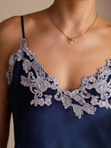 [Dark Blue] SilkSilky-CA Spaghetti Strap V Neck Camisole 005
