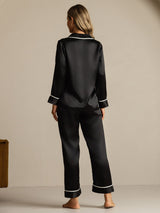 [Black] SilkSilky-CA Long Sleeve Notch Collar Women's Pajamas 002