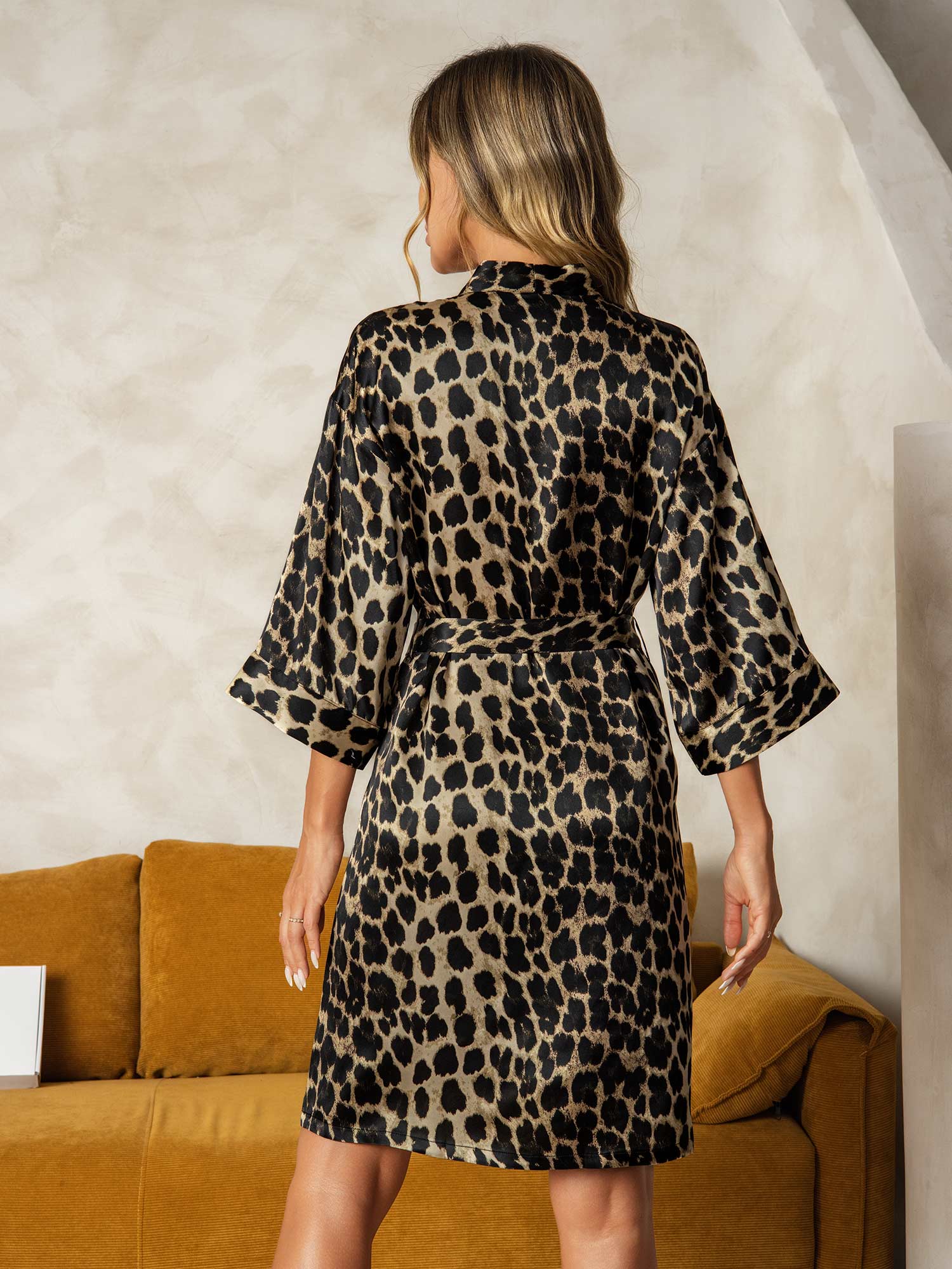 [Leopard] SilkSilky-CA Pure Silk Womens Robe 002