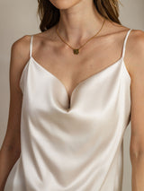 [Light Gray] SilkSilky-CA Spaghetti Strap Cowl Neck Camisole 005