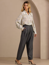 [Sage Blossom] SilkSilky-CA Long Sleeve Lapel Collar Blouse 007