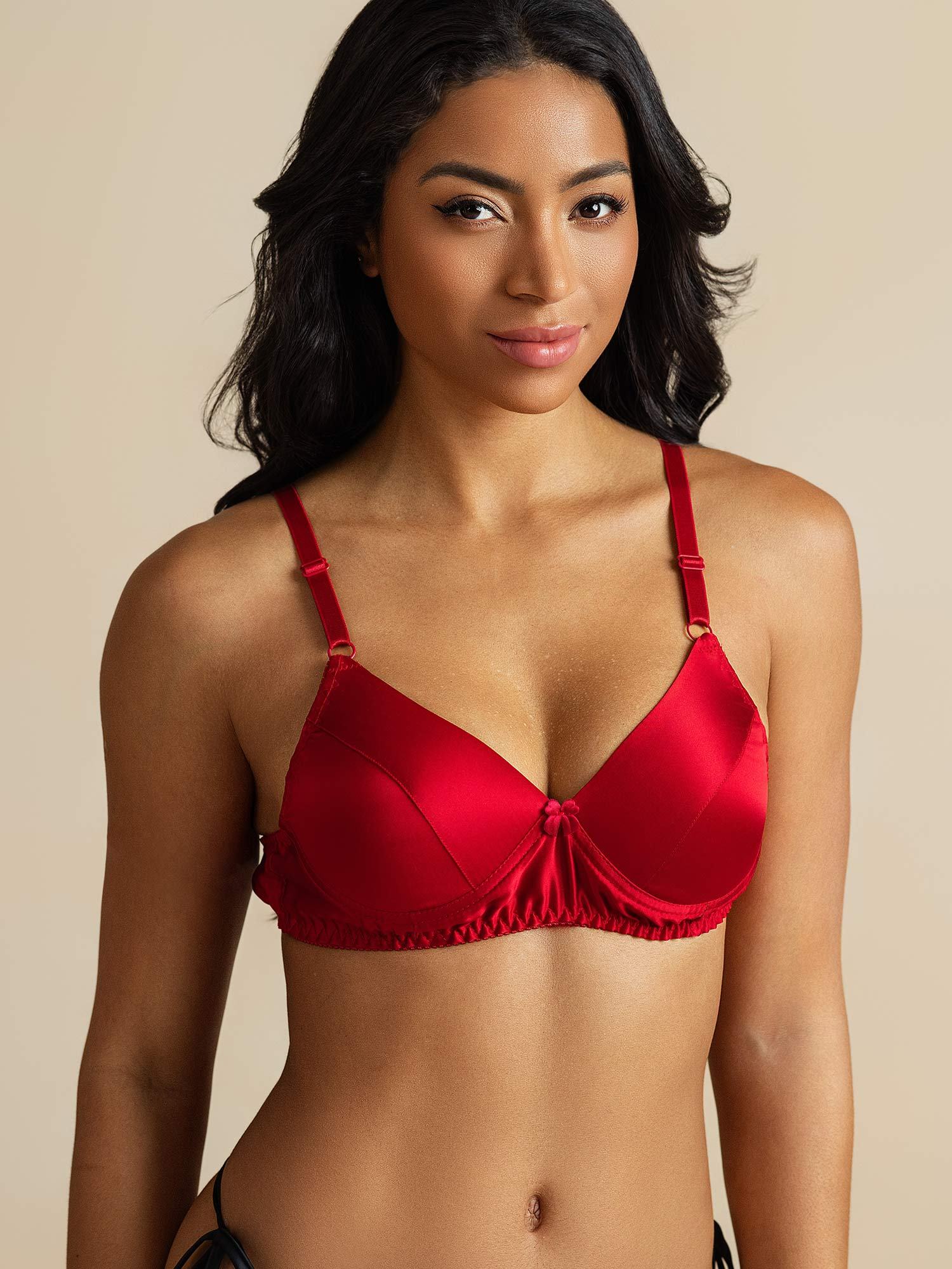 [Red] SilkSilky-CA Pure Silk Bra 001,