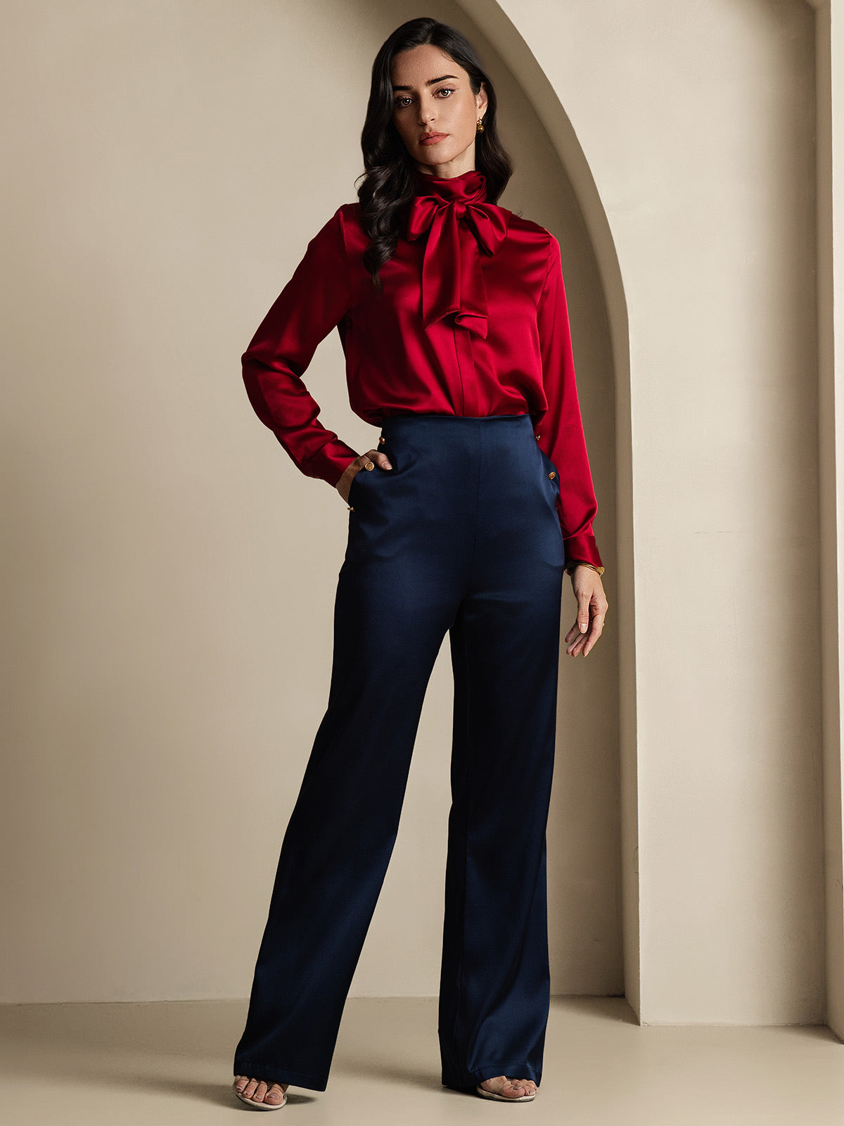 [Dark Blue] SilkSilky-CA 19Momme Silk Womens Pants 001