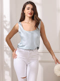 SilkSilky CA Pure Silk Sleeveless U Neck Camisole LightBlue 004