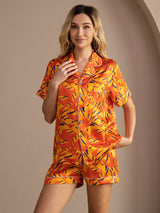 [Orange Dog] SilkSilky-CA Short Sleeve Lapel Collar Women's Pajamas 004