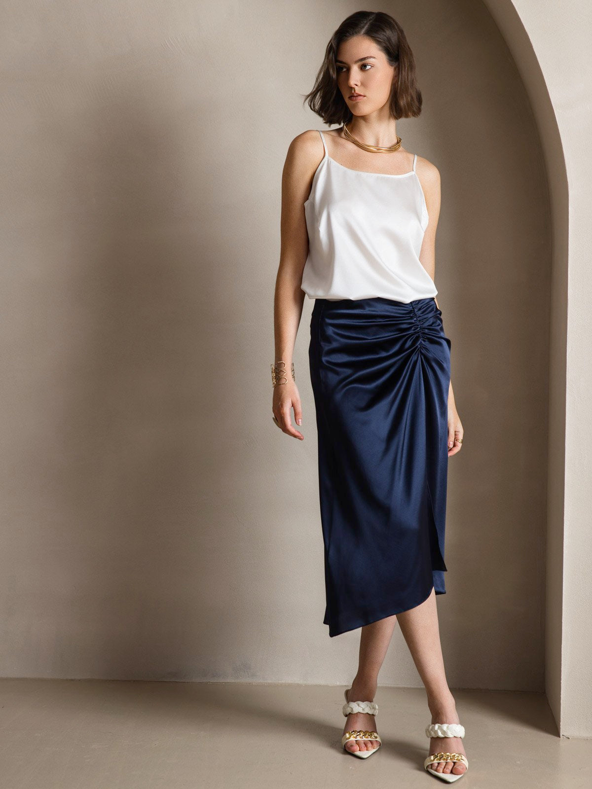 [White] SilkSilky-CA 19Momme Silk Camisoles 009