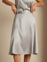 [Griffin Gray] SilkSilky-CA 19Momme Stretch Silk Charmeuse Skirt 004