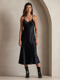 SilkSilky-CA Pure Silk Sleeveless Round Neck Dress Black 003