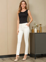 [Black] SilkSilky-CA Sleeveless Round Neck Women's T-Shirt 004