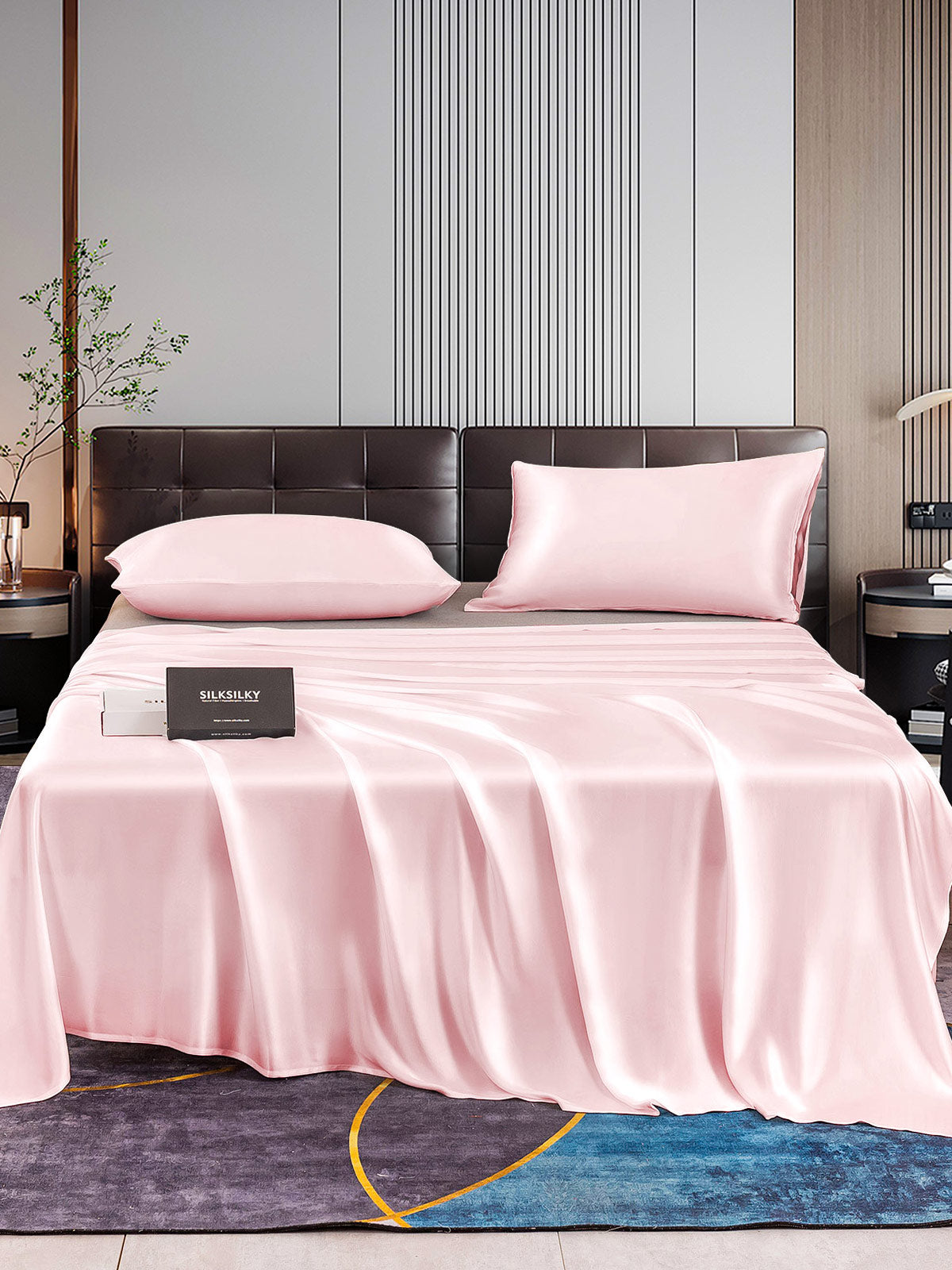 SilkSilky CA 22Momme Pure Silk Bedding Set Pink 001