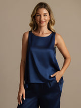 [Dark Blue] SilkSilky-CA Sleeveless Women's Pajamas 004