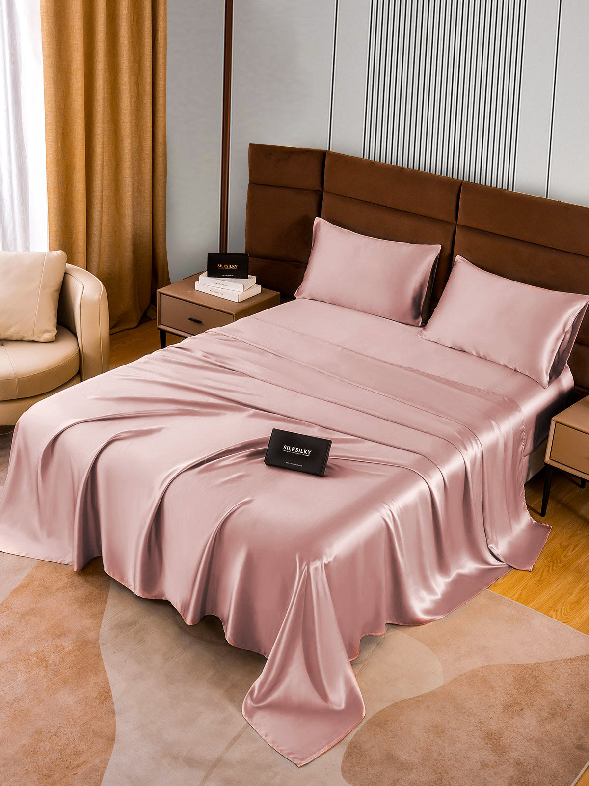 SilkSilky CA 22Momme Pure Silk Bedding Set PaleMauve 002