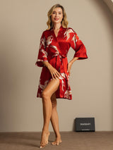 [Dark Red] SilkSilky-CA 3/4 Sleeve Women's Robe 008
