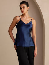 [Dark Blue] SilkSilky-CA Spaghetti Strap V Neck Camisole 001
