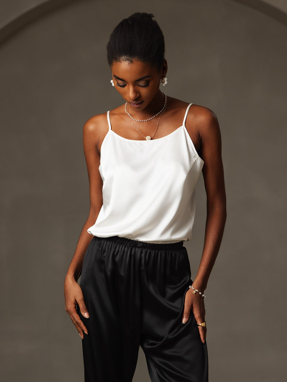 [White] SilkSilky-CA 19Momme Silk Camisoles 005