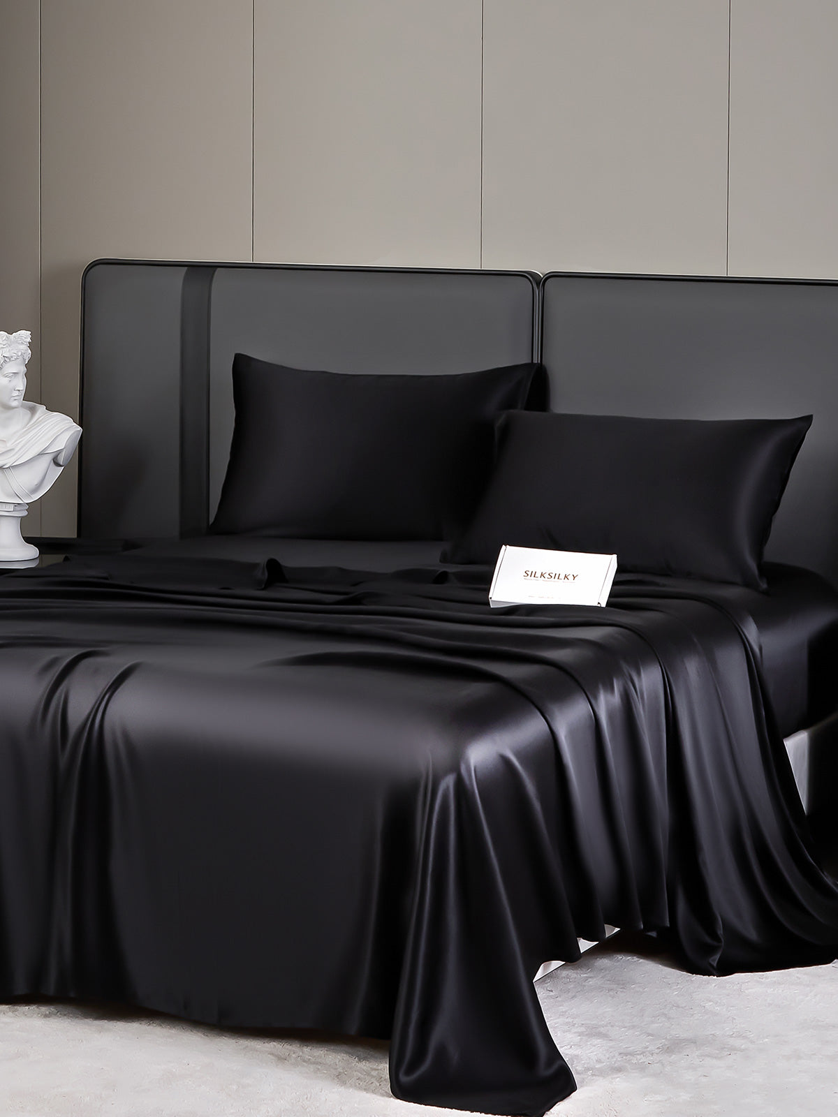 [Black] SilkSilky-CA 19Momme Pure Silk Bedding Set 005