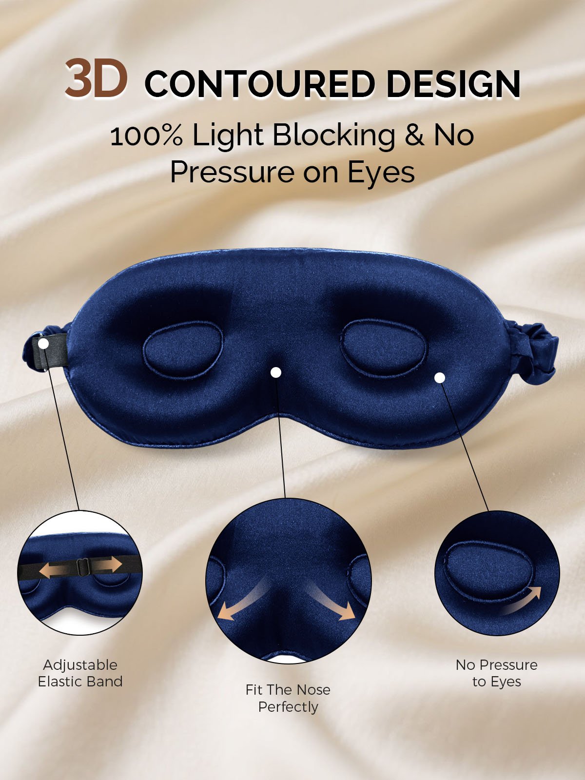 [Dark Blue] SilkSilky-CA 22Momme Pure Silk Eye Mask 004