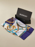 SilkSilky CA Pure Silk Scarf DarkBlue 001