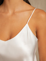 [White] SilkSilky-CA Spaghetti Strap V Neck Camisole Set 008