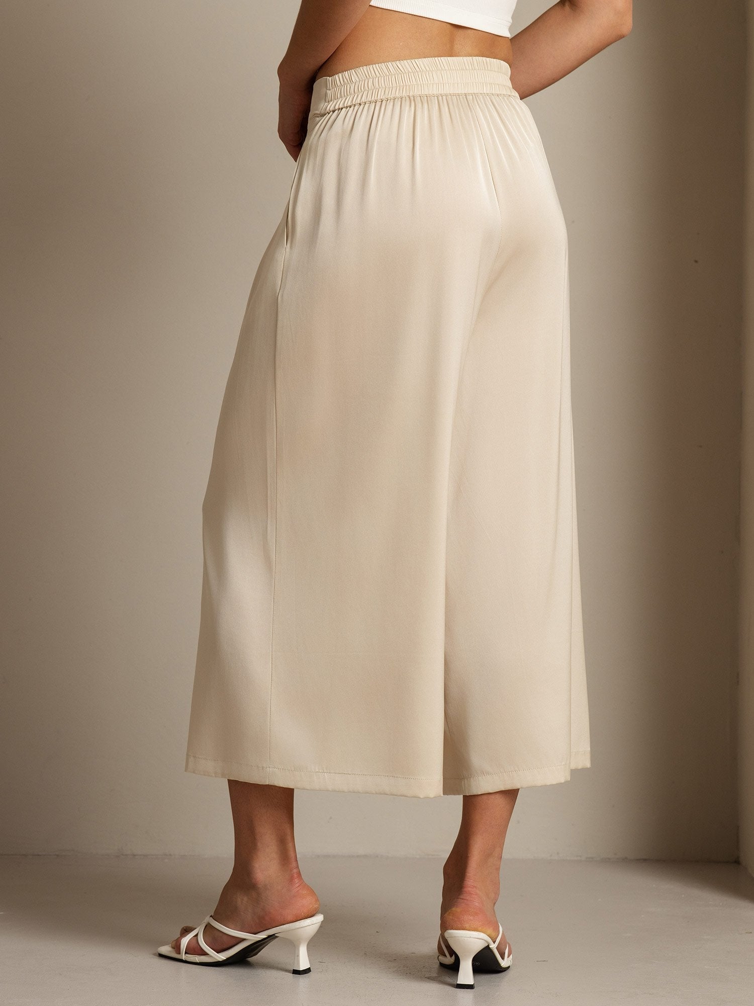 [Beige] SilkSilky-CA 19Momme Silk Womens Pants 002