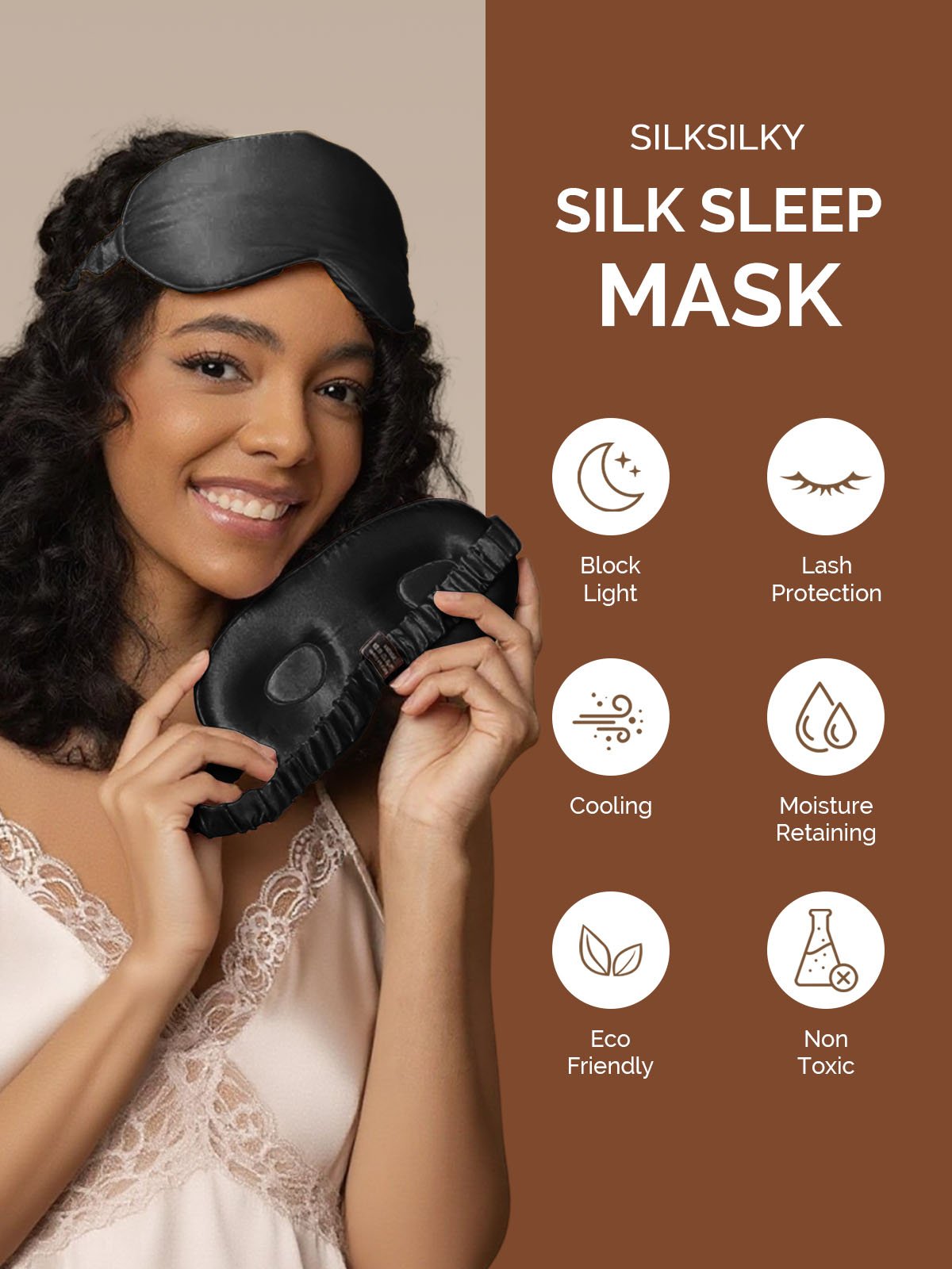 [Black] SilkSilky-CA 22Momme Pure Silk Eye Mask 003