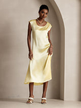 [Light Yellow] SilkSilky-CA Cap Sleeve Dress 005