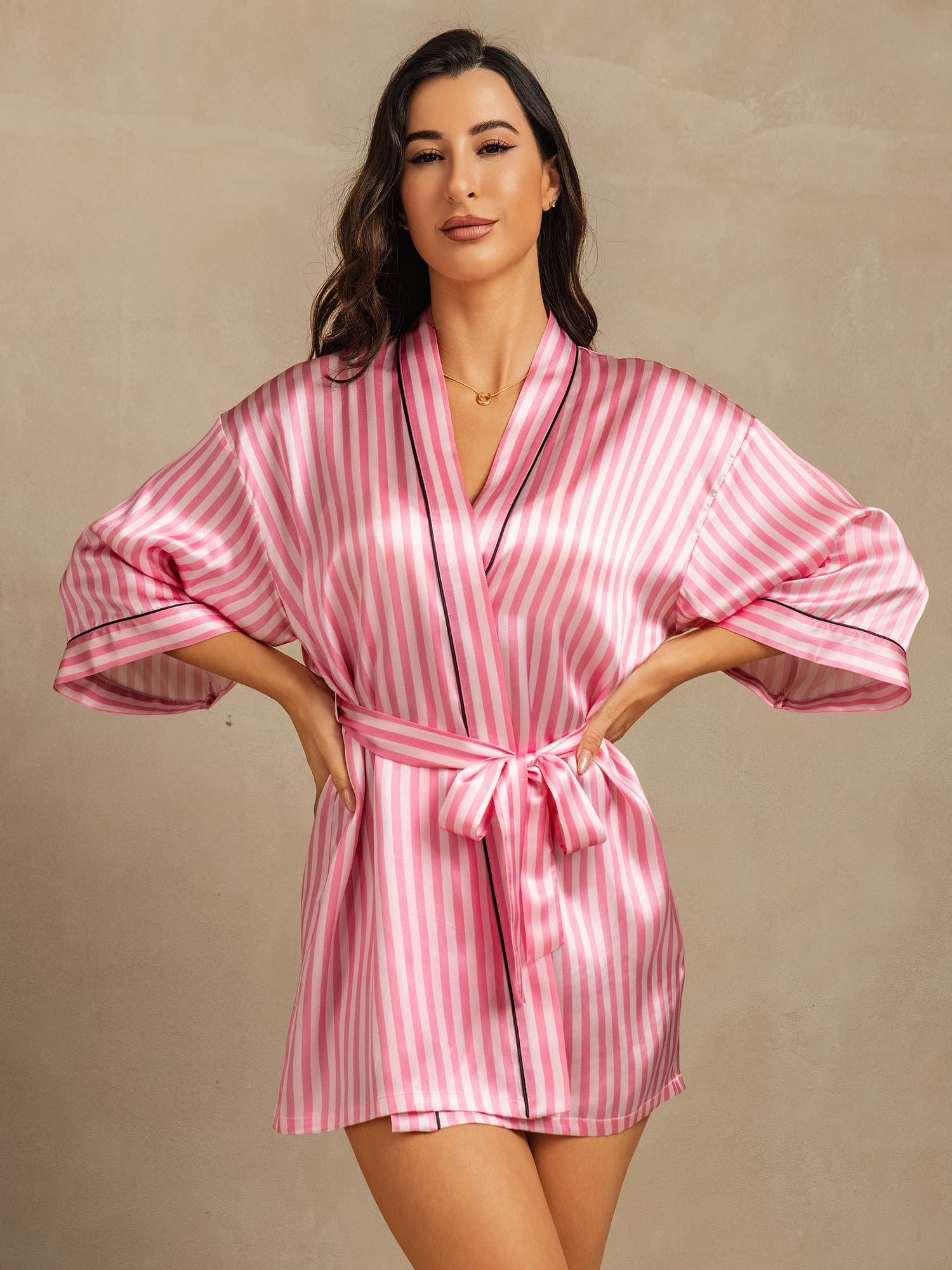 [Pink] SilkSilky-CA Pure Silk Womens Robe 001