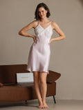 SilkSilky-CA Pure Silk V Neck Dress Pink 005