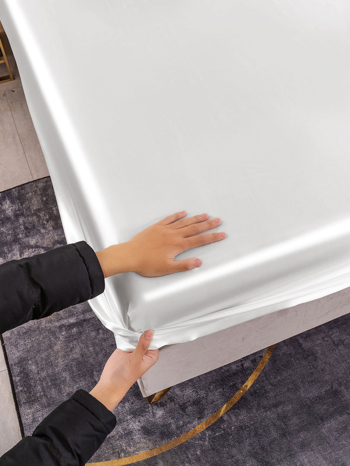 [White] SilkSilky-CA 25Momme Pure Silk Sheet 006