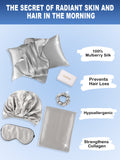 SilkSilky CA 19Momme Pure Silk Pillowcase Set Silver 002