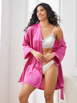 [Rose Red] SilkSilky-CA 3/4 Sleeve Women's Robe 003